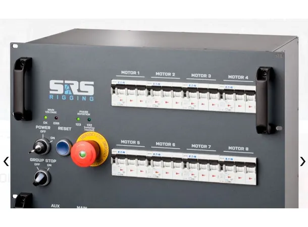 SRS GMC8-DV CEE Hoist Control base, 6U, Group stop, CEE32A/5 in,8xCEE16/4 