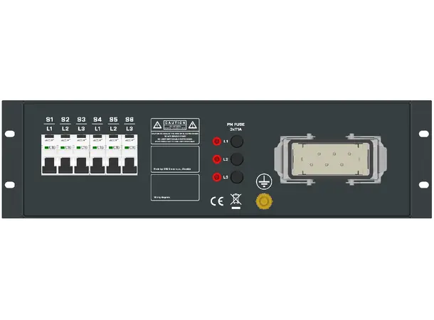 SRS PDU 6x16A, 12xSchuko+Meter in Front Rear Fuses&32A Hybrid Harting, No Cables 