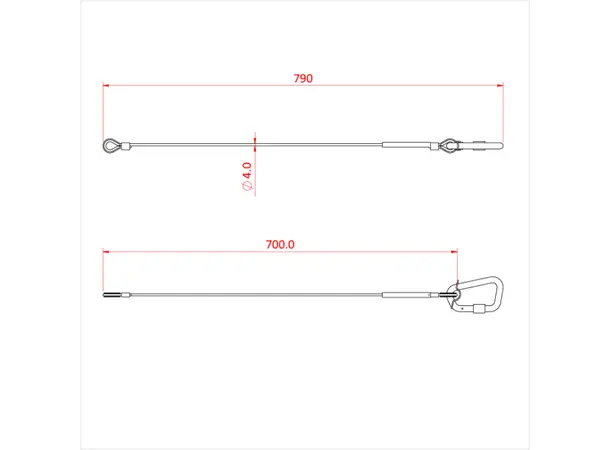 Doughty T2820501 sikkerhetswire 4mm 70cm 50kg 