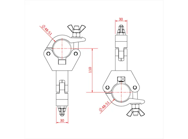 Doughty T58031 Slimline swivel coupler Black 48-51mm 750kg 