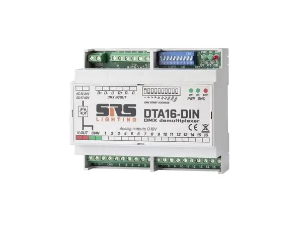 SRS DTA16-DIN 16ch DMX-analog 0-10V 16 ch, D-SUB,  u/psu