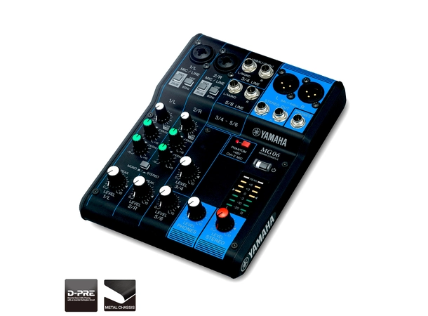 Yamaha MG06x Lydmikser FX,2 mic, 2 stereo, XLR out, +PSU 