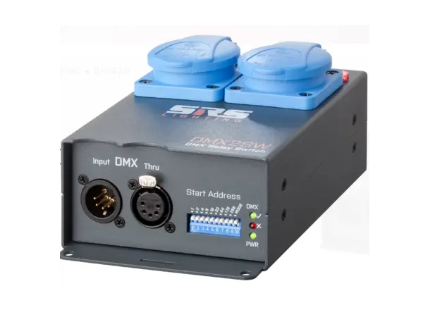 SRS DMX2SW-5 SC, 2-kanals rele switch, 2 x 8A, 2 x Schuko ut 