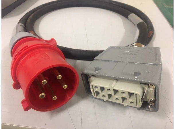 SRS 32A RED Power input cable 400V, 2M for Hybrid Harting - RUBBER BLACK CABLE 