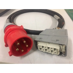 SRS 32A RED Power input cable 400V, 2M for Hybrid Harting - RUBBER BLACK CABLE
