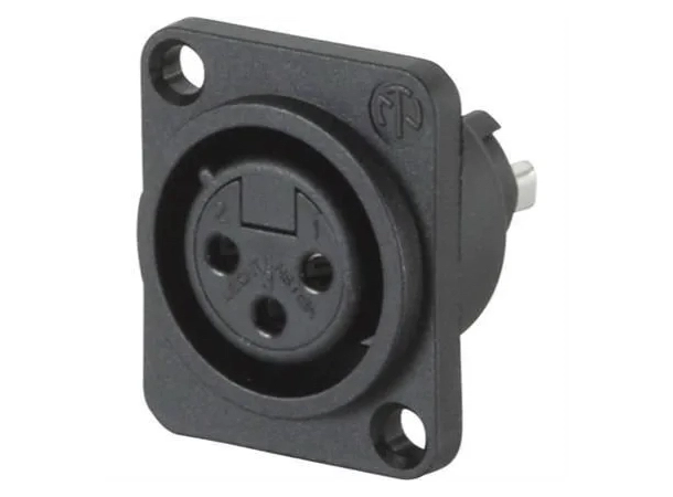 Neutrik NC3FD-L1-O-BAG XLR-3 Chassis, female, black uten lås 