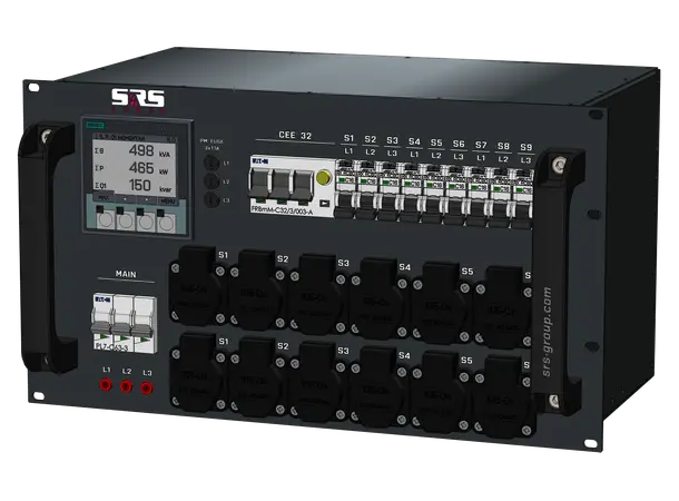 SRS PDU 63A-230V,6U, 32A + 9x16A Out 63A-230V chass in/ link, 10xRCBO 