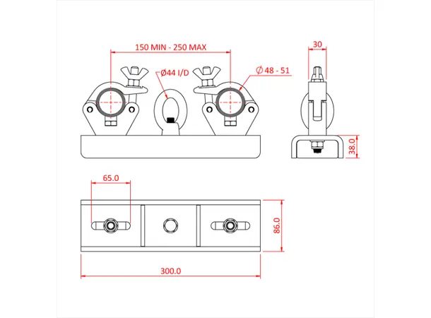 Doughty T55710  trosseadapter for løft (150mm-250mm) 500kg 