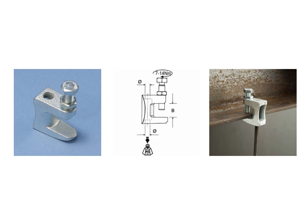 Doughty Bjelkeklammer for M10 gjengestag 250kg for bjelke 5-20mm tykkelse 