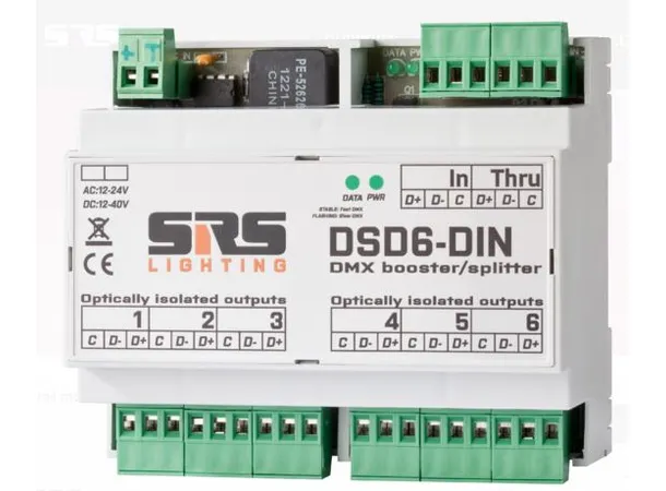 SRS DSD6-DIN-RDM DMX splitter RDM, Booster, DIN, u/psu 
