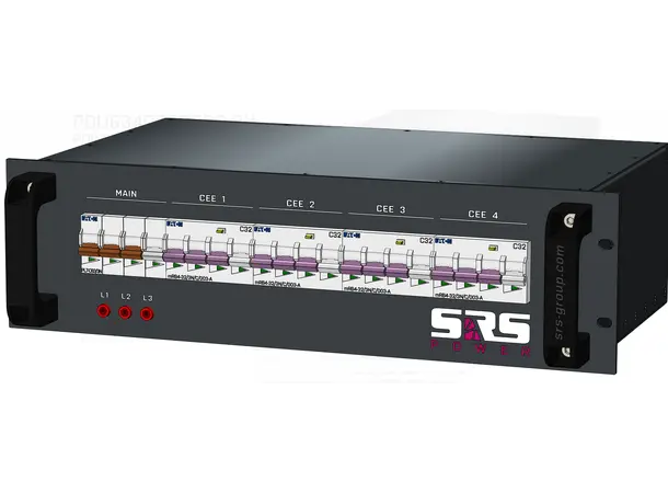 SRS PDU 634C32RCBO-3U 4x32A Out 63A-400V-1,5M cable In 