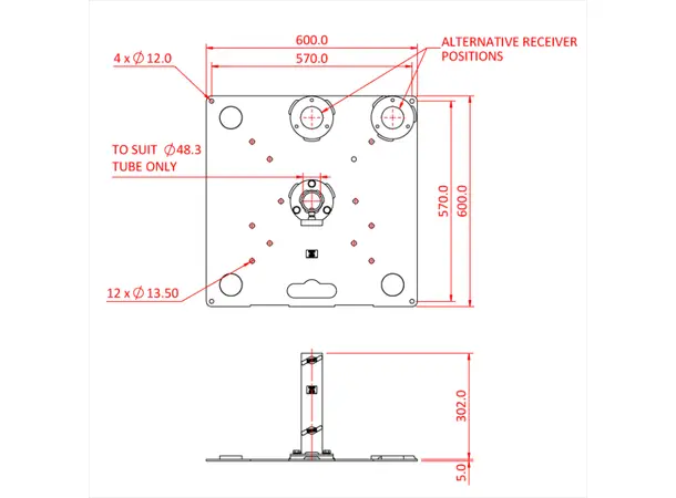 Doughty T54265 Tank trap - 3 position for 48mm tubes 