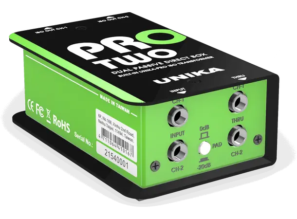 UNiKA PRO-TWO Passive DI box Passive Dual Line DI Box with Custom ISO 