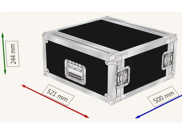 Rack 5U - 2 lokk, 1 Håndtak  40cm dybde DIM: 24x52x50cm (50cm dyp m/lokk på) 