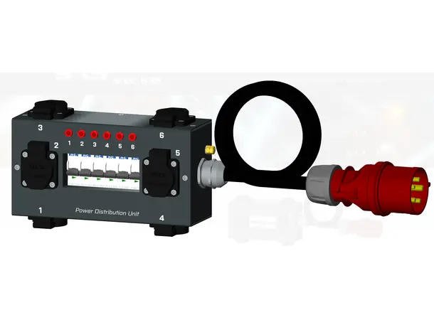 SRS PPD32616 Portable Power distro 2M CEE32/5 in: 6xSchuko, 6xMC 