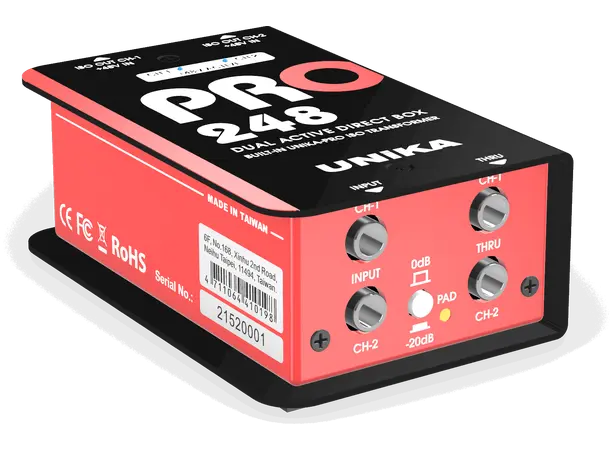 UNiKA PRO-248 Active DI box Active Dual 48V DI Box with custom Iso 