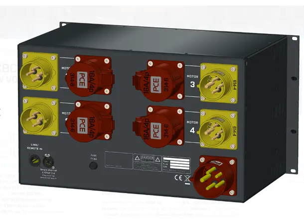 SRS MCBC4-LV-CEE Hoist Control, 6U CEE32A/5 in, 4xCEE16/4, 4xCEE16/4p Out 