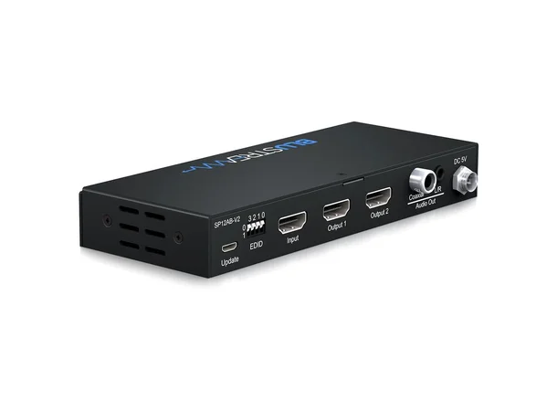 Blustream SP12AB-V2 2-Way HDMI Splitter 2-Way 4K HDMI Splitter, Audio Breakout