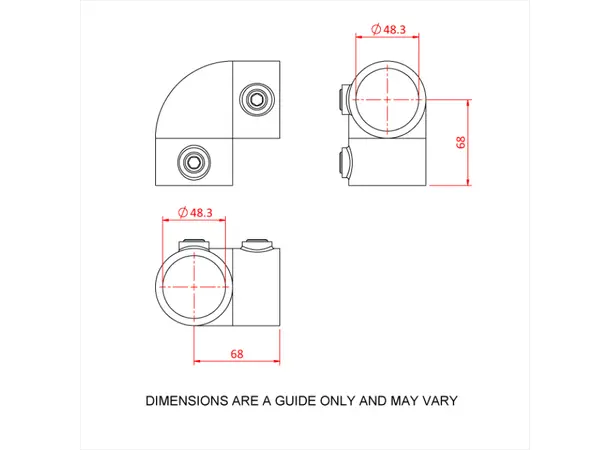 Doughty T12500 Elbow 90 Deg. PIPECLAMP ELBOW 90 deg. 
