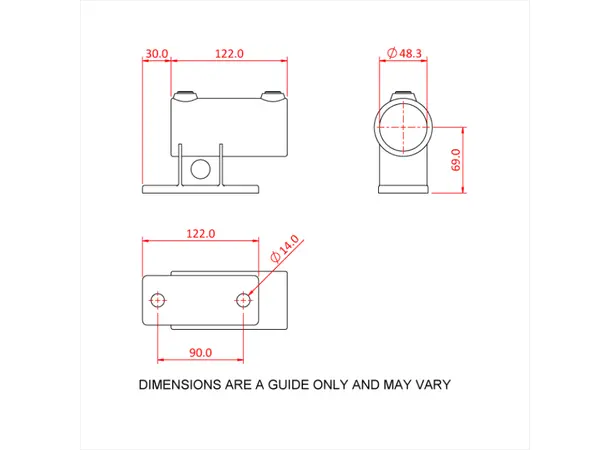 Doughty T14400 Railing Side Sup. PIPECLAMP RAILING SIDE SUPPORT 