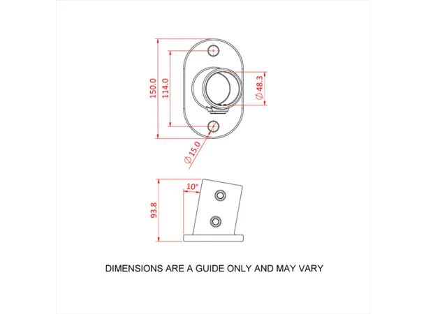 Doughty T17622 Ang.Rail. Base Fla. PIPECLAMP ANG.RAIL. BASE FLA.E 4-10 deg. 