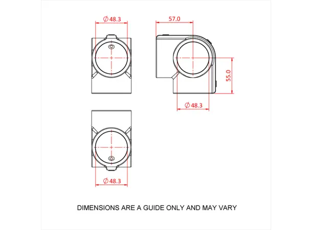 Doughty T194011E Corner (Slimline) CORNER (SLIMLINE) WITH THROUGH TUBE 