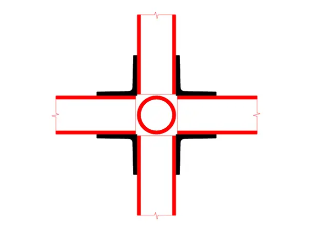 Doughty T194106E Four Way Cross FOUR WAY CROSS WITH CENTRE THROUGH TUBE 