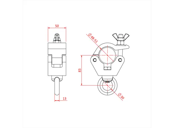 Doughty T57206 Hang. Cl. M12 Eye Hanging Clamp (M12 Eyenut - 340 Kg) B. 