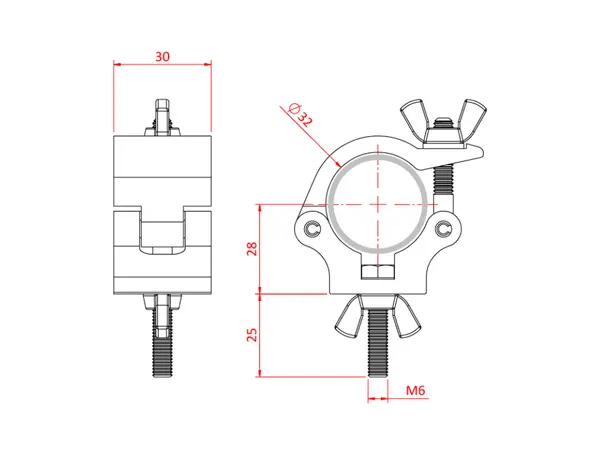 Doughty T5883001 Atom Hook Clamp Atom (To Suit 1 1/4") (Black) 