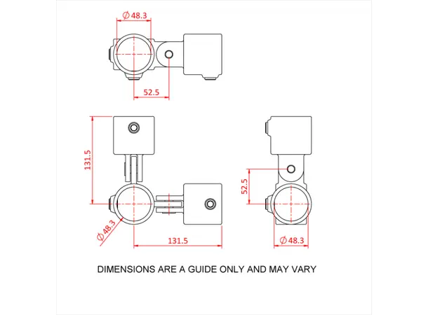 Doughty T16800 Corner Swivel Comb. PIPECLAMP CORNER SWIVEL COMB. 90 deg. 