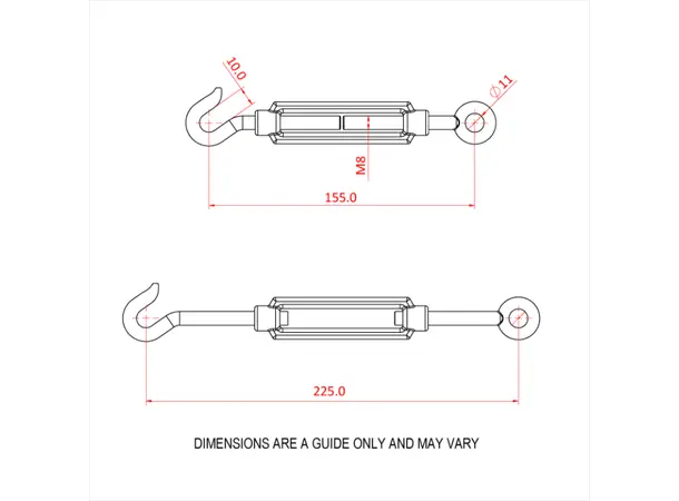 Doughty T39600 Strainer Hook & Eye M10 Strainer Hook & Eye M10 X 150Mm 