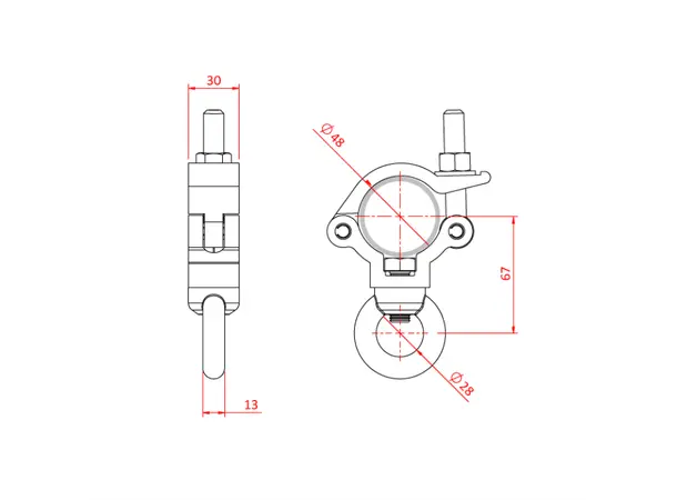 Doughty T58089 L/W S/L Clamp (M12 Eye) L/W Slimline Hanging Clamp (M12 Eyenut) 