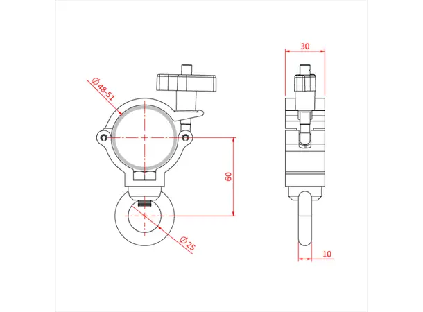 Doughty T58124 Super L/W Hang. Cl. M10 Super L/W Hanging Clamp (M10 Eyenut) 