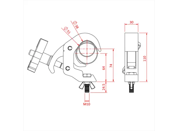 Doughty T58306 Q/T S/L Hook Clamp Q/T Slimline M12X45 Bolt&W. 