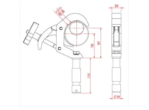 Doughty T58532 Titan Q/T S/L Big Clamp Titan Q/T S/L Big Ben Clamp 28Mm Spigot 