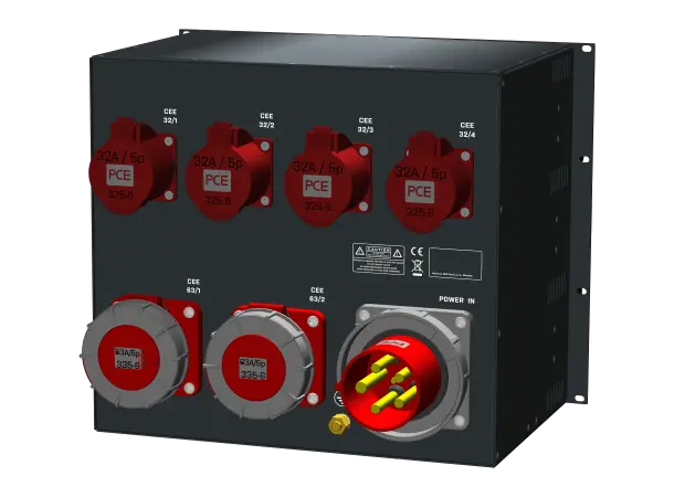 SRS PDU 4xCEE32/5, 6xRGU, PM 9U, in: CEE125/5, out: 2xCEE63/5 