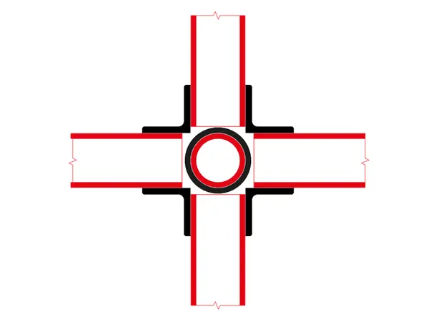 Doughty T15800 Four Way Cross PIPECLAMP FOUR WAY CROSS 