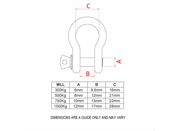 Doughty T39101 Bow Shackle 6Mm Bow Shackle 6Mm (Green Pin) WLL 330 Kg 
