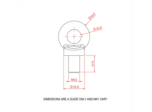 Doughty T39900 Eyebolt M12 (340 Kg) Eyebolt M12 (340 Kg) (Din 580) 