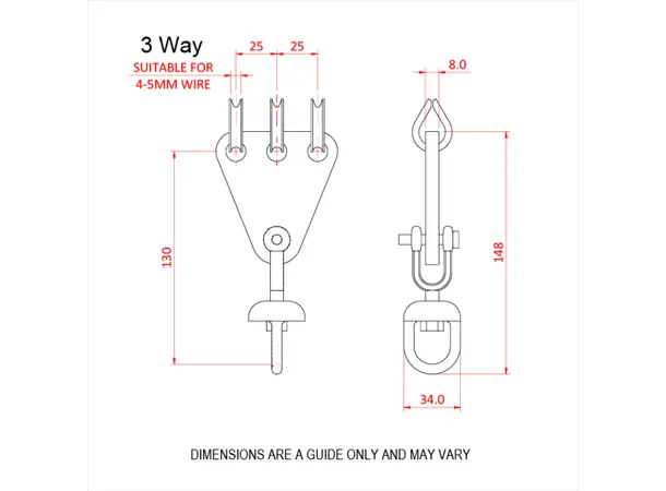 Doughty T41100 Swivel Clew 4 Way Swivel Clew 4 Way 250 Kgs. 
