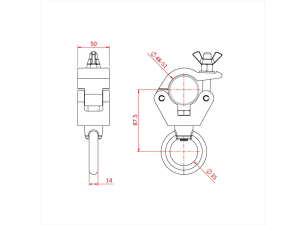 Doughty T57207 Hang. Cl. M12 Eye Hanging Clamp (M12 Eyenut - 500 Kg) 