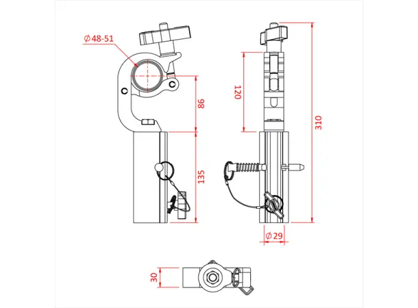 Doughty T5886901 Trigger Tv Clamp Trigger Tv Clamp (Black) 