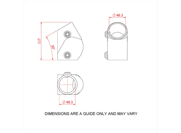 Doughty T12900 Adj. Short Tee PIPECLAMP ADJ. SHORT TEE (30-60 degree) 