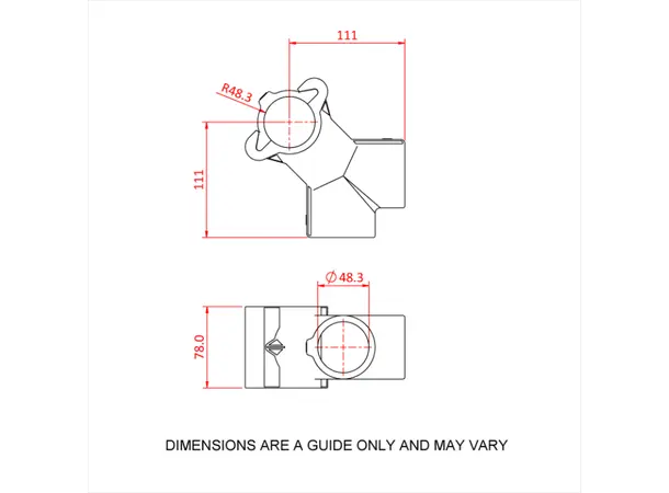 Doughty T194022S Modular Corner. MODULAR CORNER WITH THROUGH CENTRE TUBE 