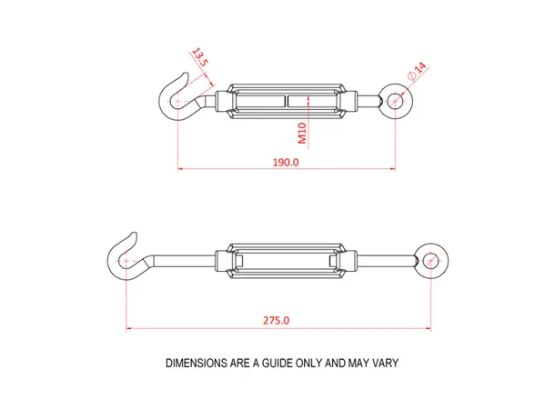 Doughty T39601 Strainer Hook & Eye M10 Strainer Hook & Eye M10 X 150Mm 