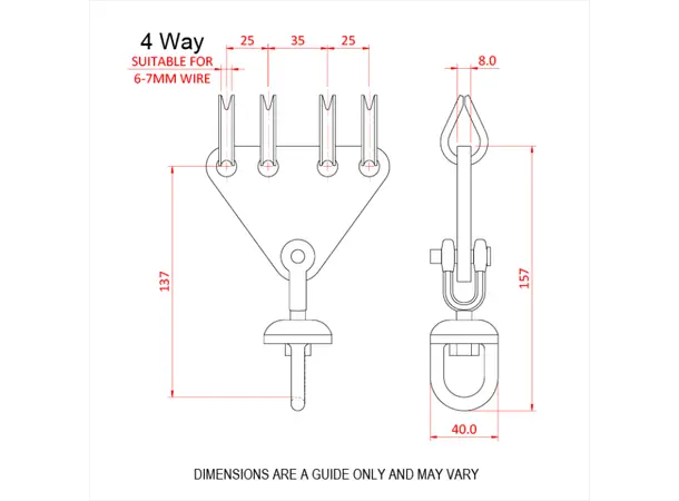 Doughty T41400 Swivel Clew 4 Way Swivel Clew 4 Way 500 Kgs. 