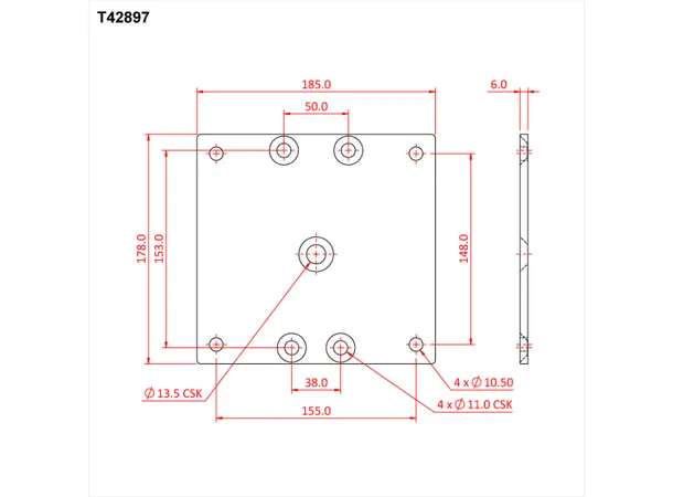 Doughty T42899 Wall Side Plate Wall Side Plate (J) To Suit 180Mm S 