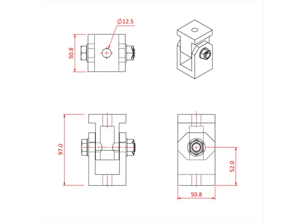 Doughty T57249 Pivot Hinge (No Clamps) Pivot Hinge Assembly (No Clamps) 