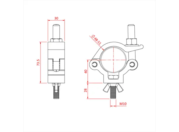 Doughty T58085 L/W S/L Hook Cl. M12X50 L/W Slimline M12X50 Bolt&Wing 