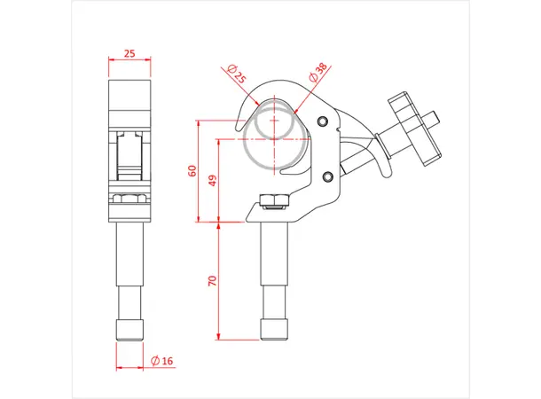 Doughty T58155 Baby Q/T Beamer Baby Q/T 'Beamer' (16Mm Lighting Pin) 
